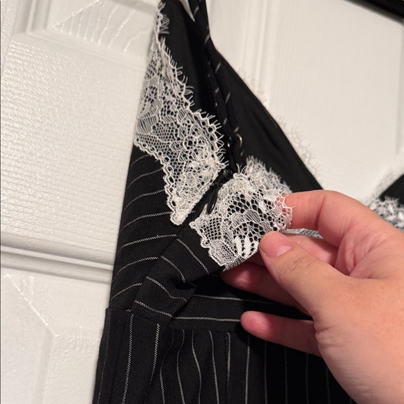 Superdown Black and White Pinstripe Lace Slip - Picture 5 of 5